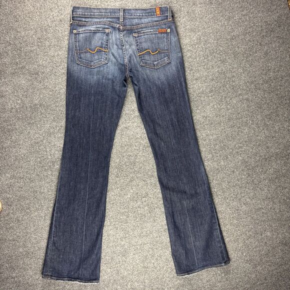 7 For All Mankind Flare Jeans Women's 30 Blue Dark Wash - Picture 4 of 12